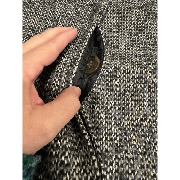 J Crew Tweed Coat Women Size 0 Black White Long Wool Blend Walker Pea - Picture 8 of 13
